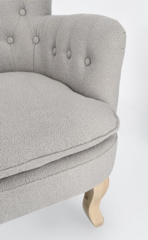 Fotoliu Orlins, capitonat, cu brațe, din material textil cu efect bouclé - Img 7