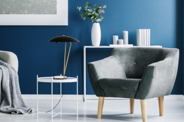 Lampa decorativa din fier/marmura Kayani neagra /aurie /neagra, un bec - Img 5