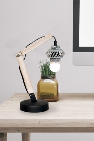 Lampa decorativa din lemn/fier Rossa V gri, un bec - Img 2