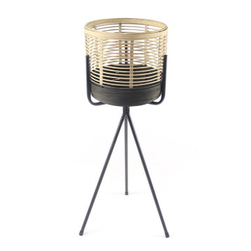 Lampadar din bambus Tiger large negru, un bec - Img 1
