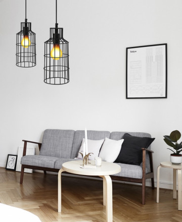 Lustra din fier galvanizat Adhara neagra, un bec - Img 2