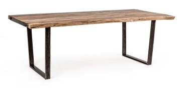Masă dining Elmer, 8 persoane, din lemn de Acacia și oțel, 220 x 100 cm