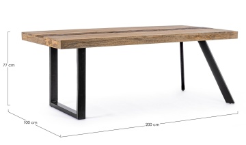 Masa dining Manchester, 8 locuri, fixă, din lemn de mango și lemn reciclat, 200x100 cm - Img 2