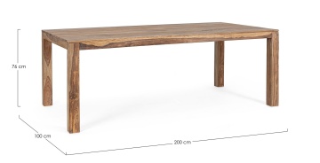 Masă dining Nartan, 8 persoane, stil nordic, din lemn de sheesham, 200x100x76 cm - Img 2