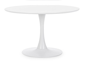 Masă dining rotundă Bloom, pentru 6 persoane, albă, diametru 120 cm