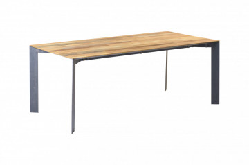 Masa dreptunghiulara cu blat din lemn de tec reciclat 180x90x78 cm maro deschis/argintiu