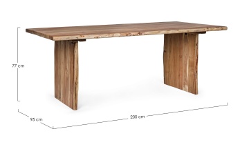 Masa Eneas fixă, pentru 8 locuri, din lemn de acacia, 200x95x77 cm - Img 2