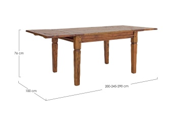 Masă extensibilă Chateaux, 12 persoane, din lemn masiv de acacia indiană, finisaj antichizat, 200-290x100 cm - Img 3