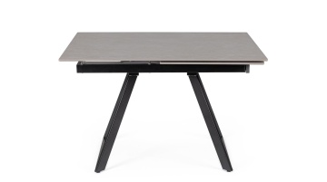 Masă extensibilă Reeta, blat gresie porțelanată efect marmură, 4-6 locuri, negru/gri, 120-180x90 cm - Img 4