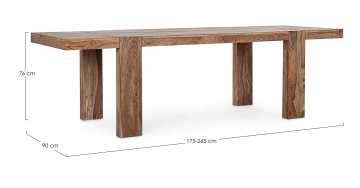 Masă extensibilă Sunderland, 10 locuri, din lemn de sheesham, finisaj natural, 175-265x90x76 cm - Img 3