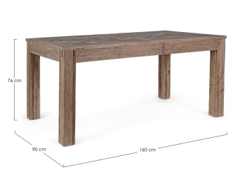 Masă Kaily fixă, pentru 6 persoane, din lemn de ulm reciclat, finisaj antichizat, 160x90 cm - Img 2