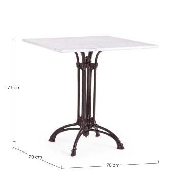 Masă pătrată fixă pentru 4 persoane, cu blat din marmură și cadru metalic, 70 x 70 cm - Img 2