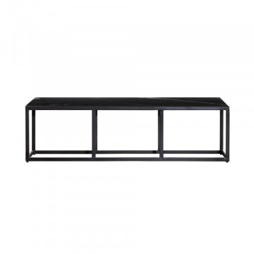 Masuta de cafea dreptunghiulara din marmura si metal 140x40x38 cm neagra - Img 1