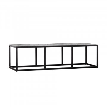 Masuta de cafea dreptunghiulara din marmura si metal 140x40x38 cm neagra - Img 2