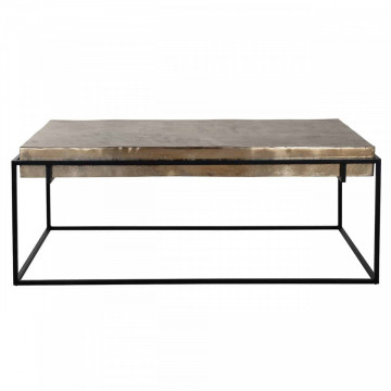 Masuta de cafea dreptunghiulara din metal Calloway 47,5x123x68 cm aurie - Img 4