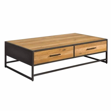 Masuta de cafea Felino din lemn de tec si cadru metalic maro 135 cm