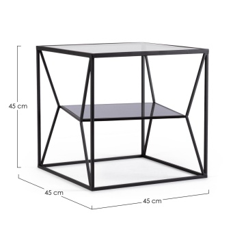 Măsuță de cafea Hydra, pătrată, cu blat din sticlă securizată și cadru din oțel vopsit epoxidic, dimensiuni 45 x 45 cm, înălțime 45 cm - Img 2