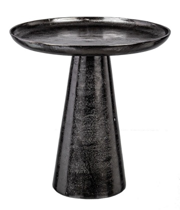 Măsuță de cafea Kulvir, rotundă, din aluminiu cu finisaj nichel negru, diametru 35 cm, înălțime 41.5 cm