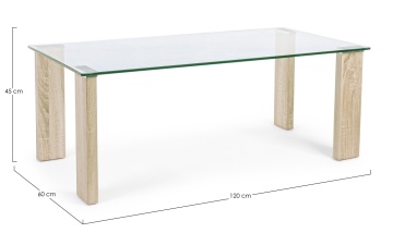 Măsuță de cafea modernă Arley Nature, cu blat din sticlă securizată, 120x60x45 cm - Img 2