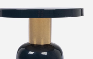 Măsuță de cafea Nalima, rotundă, din oțel emailat, albastru, diametru 41 cm, înălțime 41 cm - Img 5