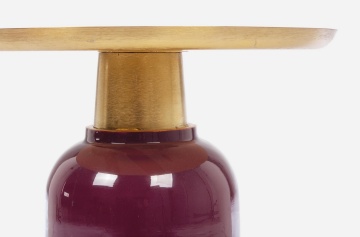 Măsuță de cafea Nalima, rotundă, din oțel emailat, burgundiu, diametru 40.5 cm, înălțime 45.5 cm - Img 5