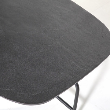 Masuta de cafea ovala din lemn si metal Henry 147x70x38 cm gri - Img 2