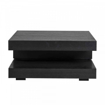 Masuta de cafea patrata din stejar cu spatiu de depozitare Oakura 42x90x90 cm neagra - Img 2