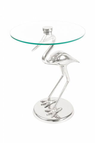 Masuta de cafea rotunda din aluminiu si sticla 40x40x58cm argintiu
