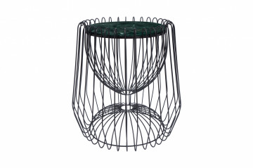 Masuta de cafea rotunda din marmura si fier 50x50x51 cm verde/negru