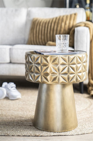 Masuta de cafea rotunda din metal Blake 40x48 cm aurie - Img 3