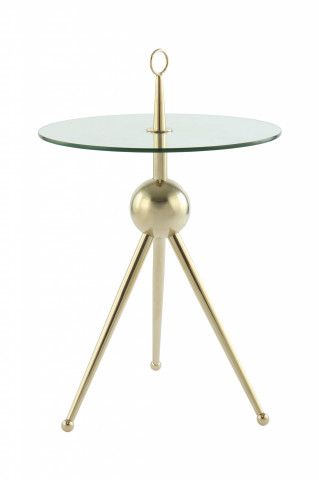Măsuță de cafea rotunda din sticla 70 cm auriu