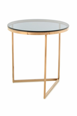 Masuta de cafea rotunda din sticla Wynona 50x50x55 cm gri/auriu - Img 1