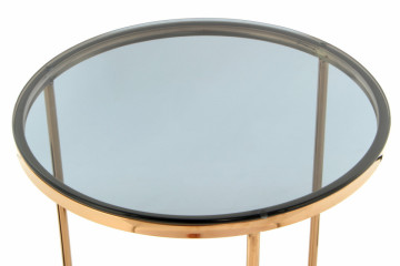 Masuta de cafea rotunda din sticla Wynona 50x50x55 cm gri/auriu - Img 6