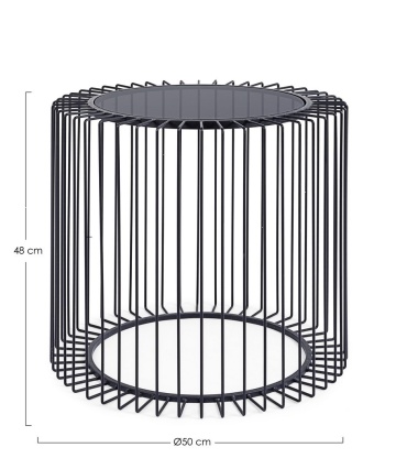 Măsuță de cafea rotundă Kieran, din metal și sticlă securizată, diametru 50 cm - Img 2