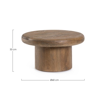 Măsuță de cafea rotundă Lopez, din lemn de mango, cu finisaj nitrocelulozic, maro, diametru 60 cm, înălțime 33 cm - Img 2