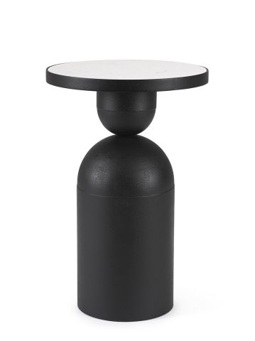 Măsuță de cafea rotundă Rondel, cu blat din marmură și structură metalică, diametru 41 cm, înălțime 62.5 cm