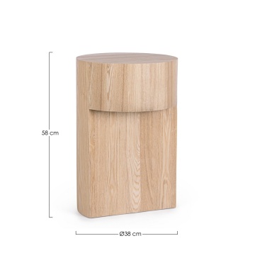 Măsuță de cafea Stanwood, diametru 38 cm, din MDF cu furnir de frasin, natur, 38x58 cm - Img 2