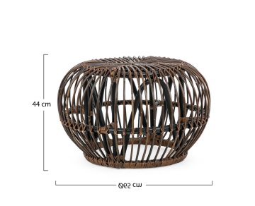Măsuță de cafea tip puf Doradal, cu model Croco, din ratan, cu finisaj natural, diametru 65 cm, înălțime 44 cm - Img 2