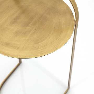 Masuta laterala rotunda din metal Garcon 35x35x65 cm alama - Img 2