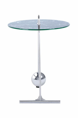 Masuta laterala rotunda din sticla Pendulum 46x46x60 cm albastru/argintiu - Img 4