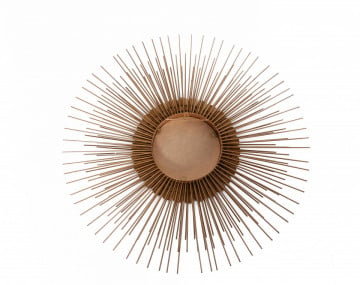 Oglinda rotunda cu rama din metal aurie Metal Augustus, 6cm (L / D) x 81cm (L) x 81cm (H) - Img 2