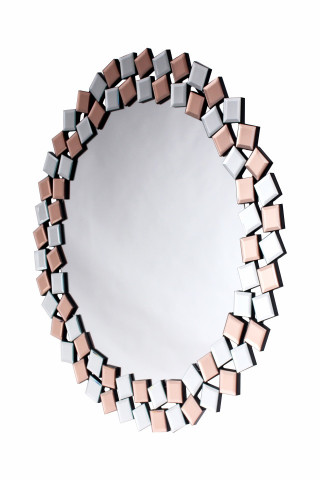 Oglinda rotunda Mosaic Argintiu / Roz - Img 2