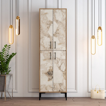 Pantofar din pal melaminat Berlin nuc alb marmura 60x200cm - Img 3