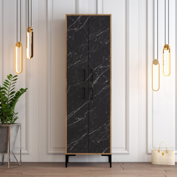 Pantofar din pal melaminat Berlin nuc si negru marmura 60x200cm - Img 3