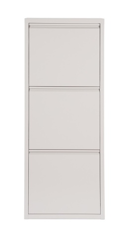 Pantofar Fredys cu 3 uși basculante, din oțel vopsit electrostatic, taupe, 50x25x133 cm - Img 2