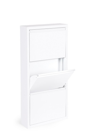 Pantofar metalic Eyvin, 3 uși rabatabile, alb, 50x15x106 cm - Img 7