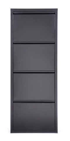 Pantofar metalic Eyvin, 4 uși rabatabile, negru, 50x15x139,3 cm - Img 2