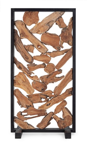 Paravan din rădăcini de tec și lemn meranti, 100x200 cm - Img 3