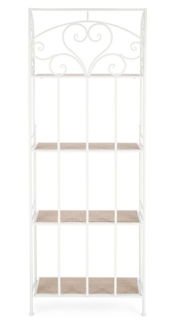 Raft Guenda, 4 polițe, pliabil, din metal și MDF, vopsit electrostatic, alb, 59x28x167 cm - Img 4