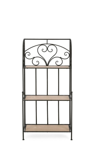 Raft Guenda cu 3 polițe, din metal și MDF, negru, 60x28x127 cm - Img 2